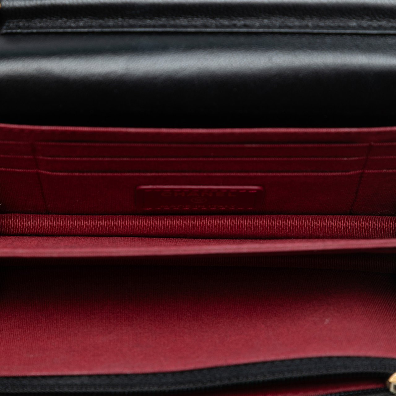 Chanel Lambskin Romance Wallet On Chain Zwart