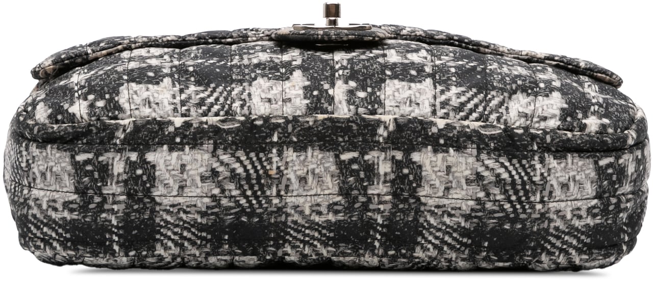 Chanel CC Tweed Print Nylon Single Flap Grijs