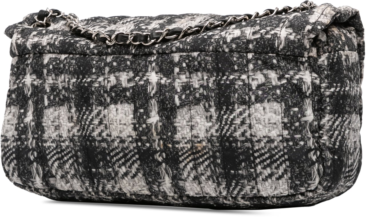 Chanel CC Tweed Print Nylon Single Flap Grijs