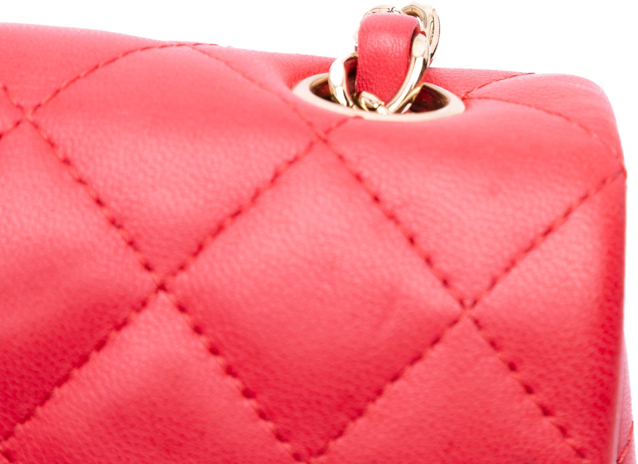 Chanel Mini Rectangular Classic Lambskin Single Flap Rood