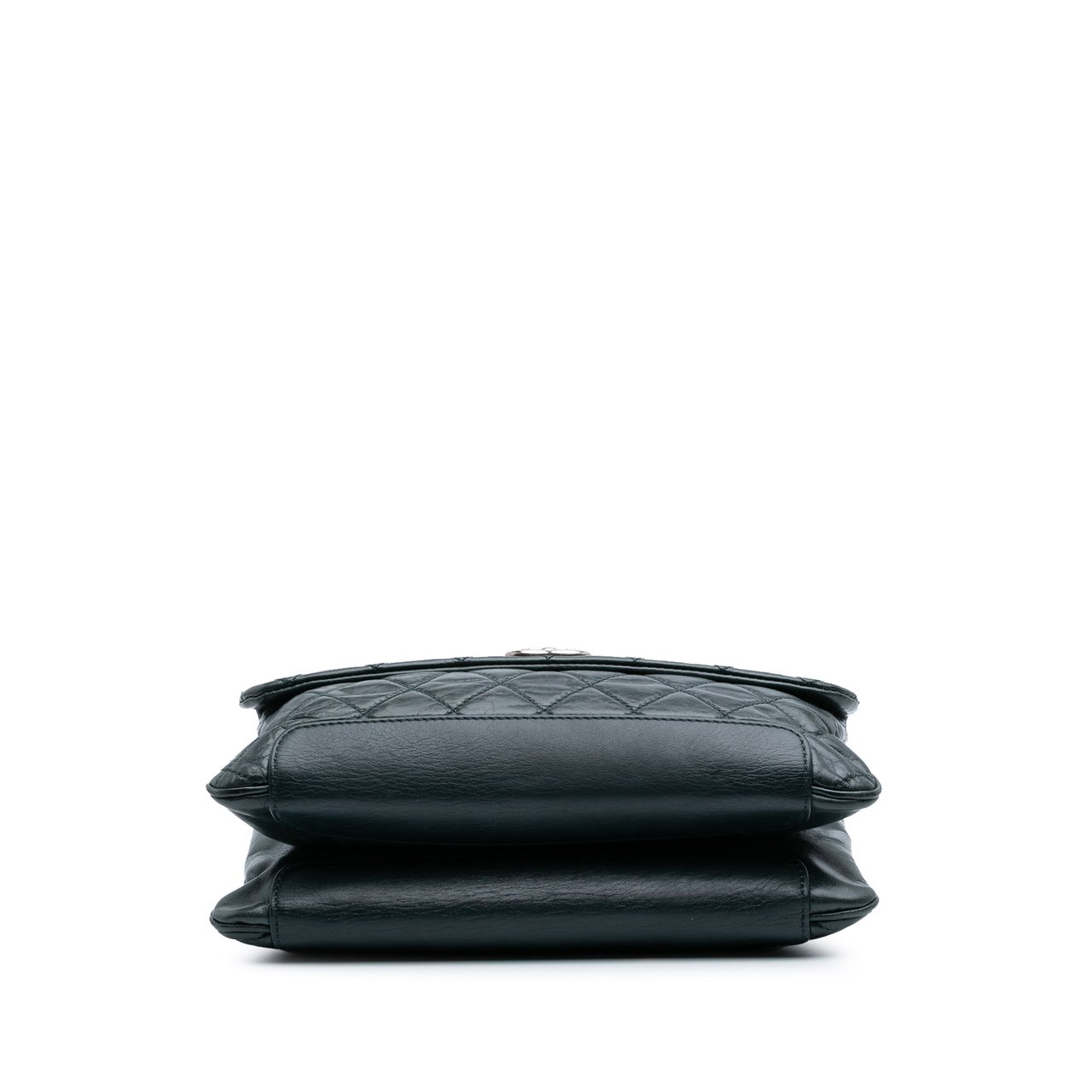 Chanel Quilted Aged Calfskin Logo Accordion Flap Groen