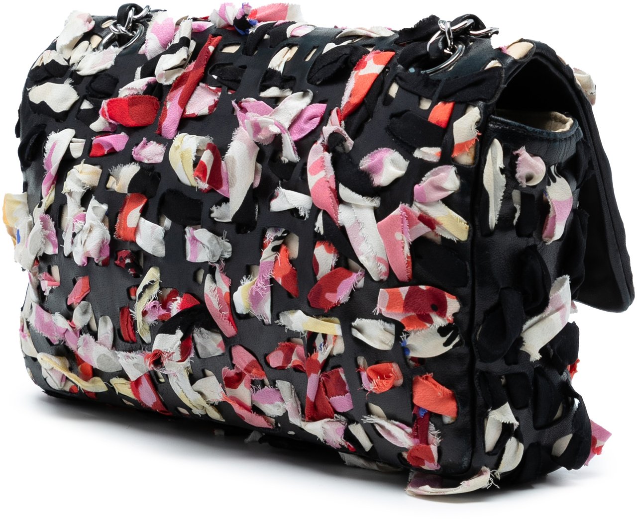 Chanel Medium Classic Lambskin and Silk Ribbon Single Flap Zwart