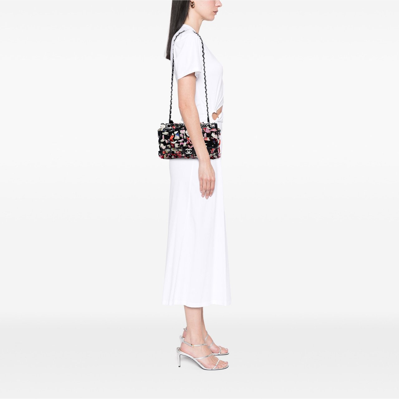 Chanel Medium Classic Lambskin and Silk Ribbon Single Flap Zwart