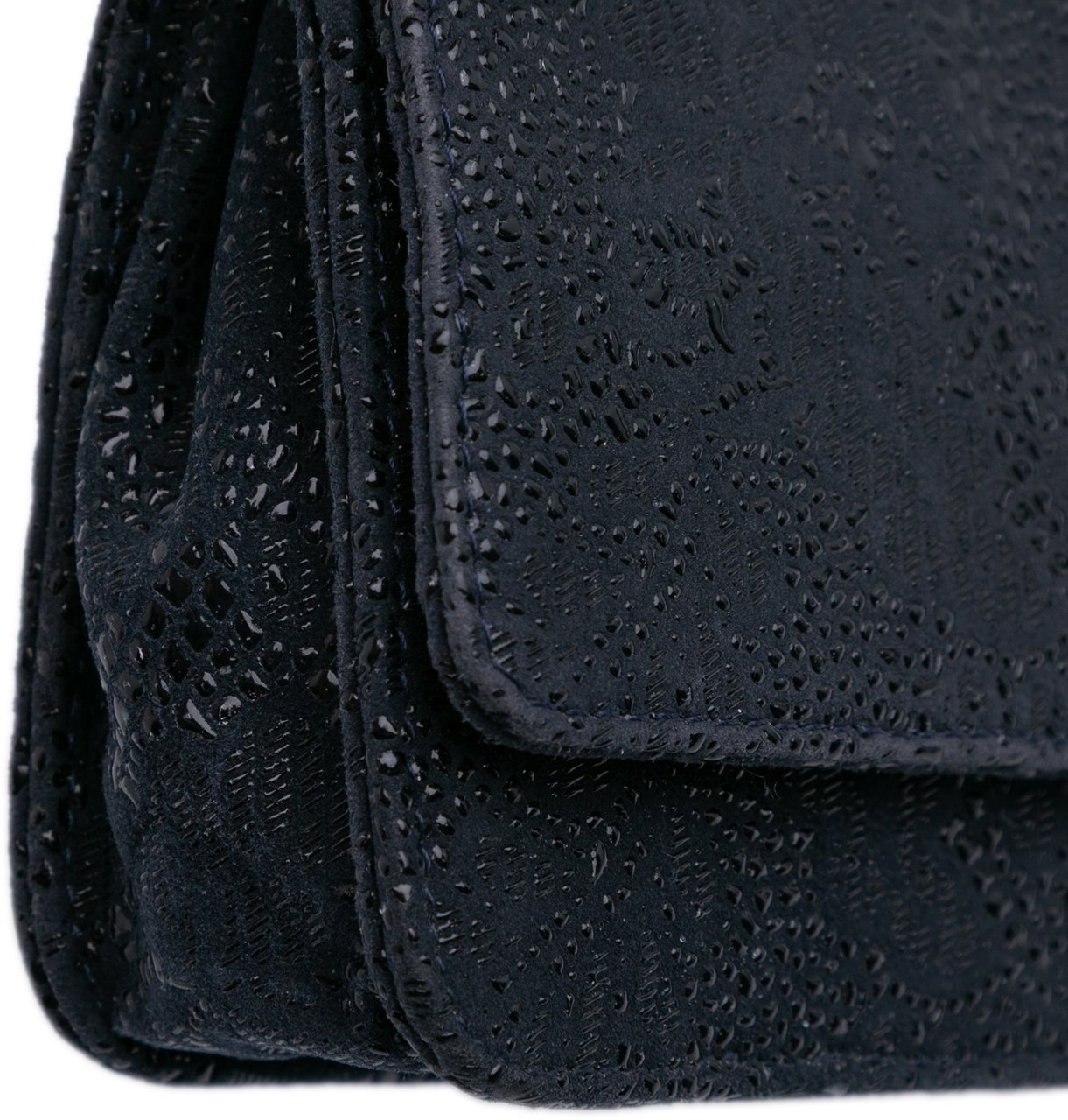 Chanel Lace Overlay Goatskin Wallet On Chain Blauw