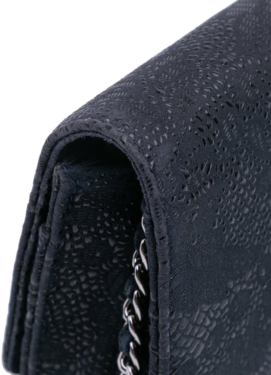 Chanel Lace Overlay Goatskin Wallet On Chain Blauw
