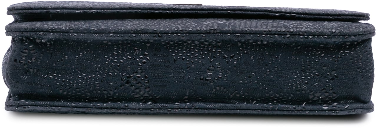 Chanel Lace Overlay Goatskin Wallet On Chain Blauw