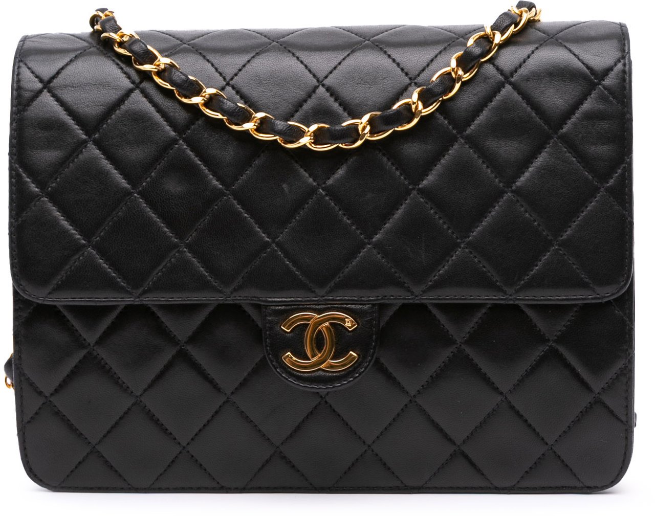 Chanel Small CC Quilted Lambskin Single Flap Zwart