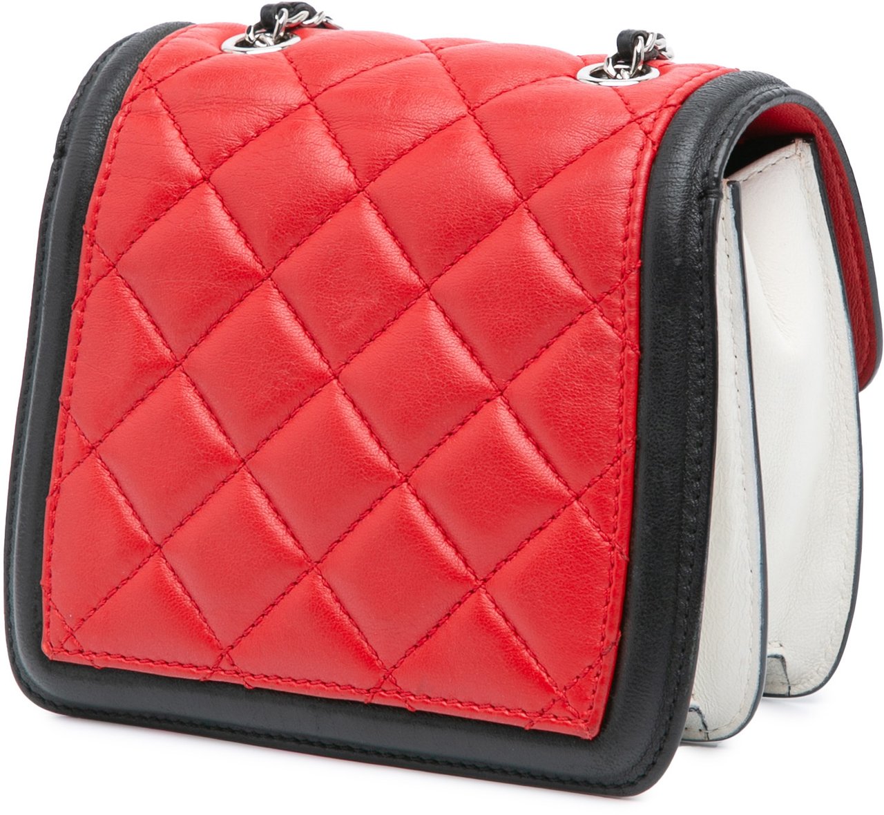 Chanel Mini Square Lambskin Graphic Flap Crossbody Rood