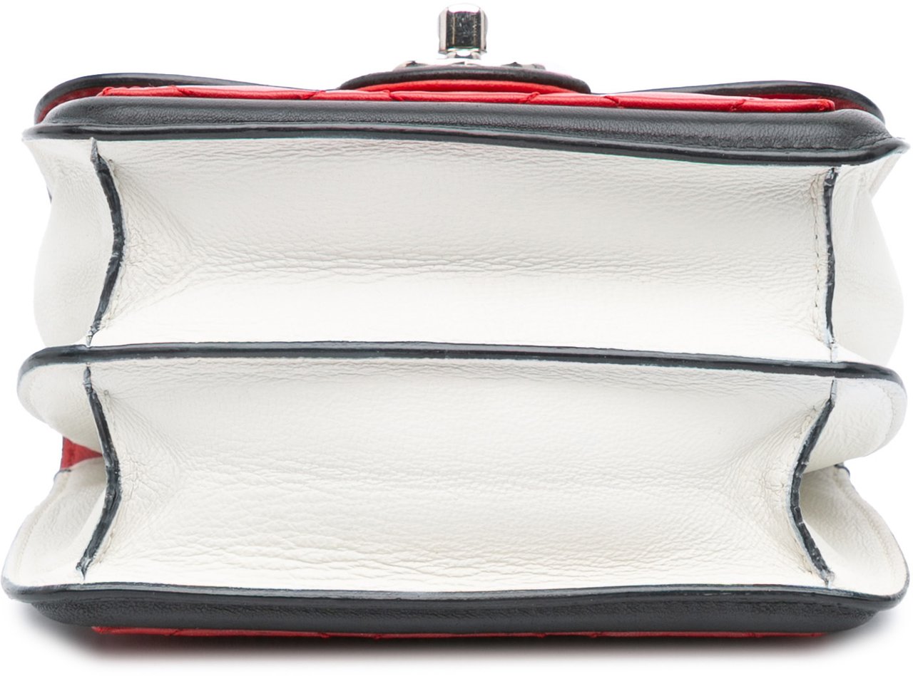 Chanel Mini Square Lambskin Graphic Flap Crossbody Rood