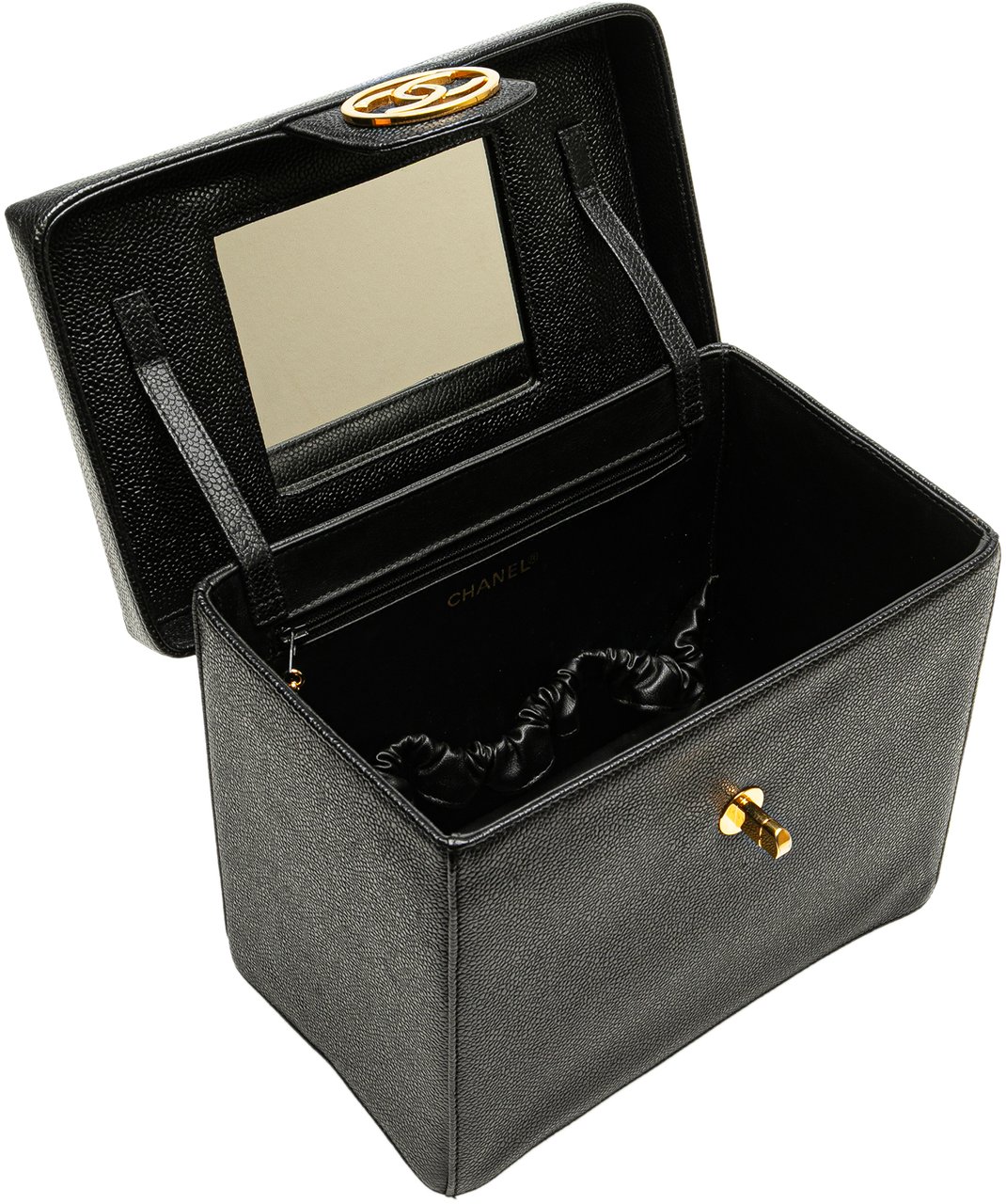 Chanel Caviar CC Turnlock Vanity Bag Zwart