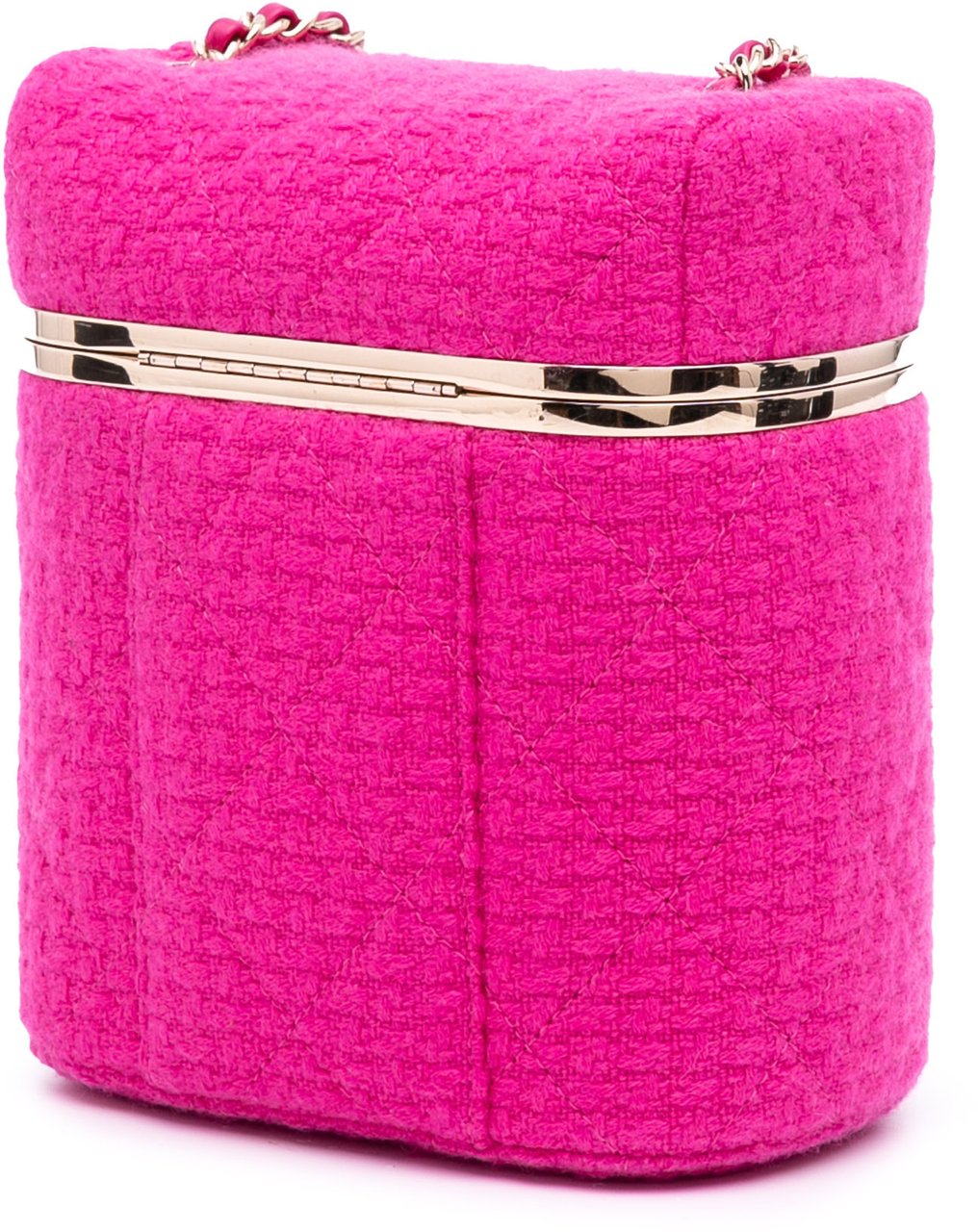 Chanel Quilted Tweed Vanity Case Roze