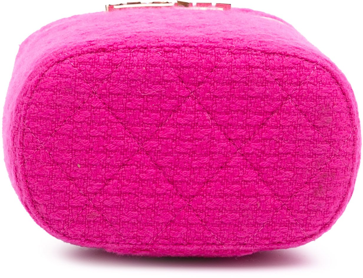 Chanel Quilted Tweed Vanity Case Roze