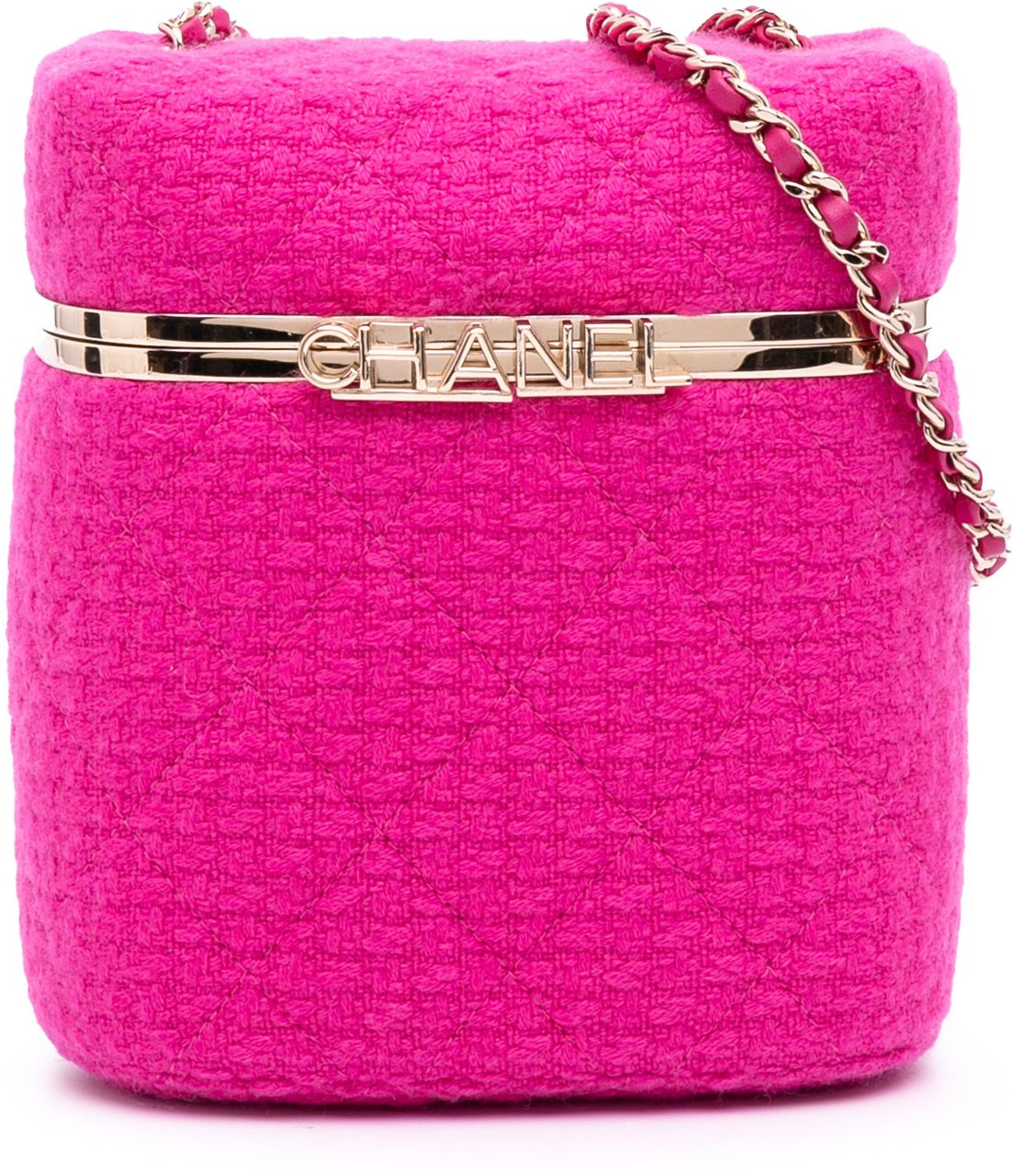 Chanel Quilted Tweed Vanity Case Roze