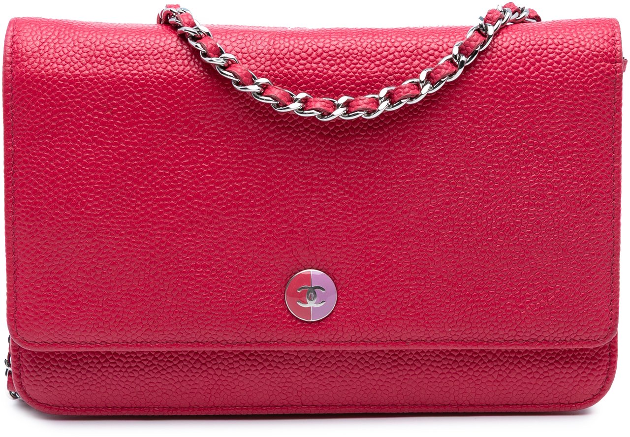 Chanel Caviar Bicolor CC Wallet On Chain Roze