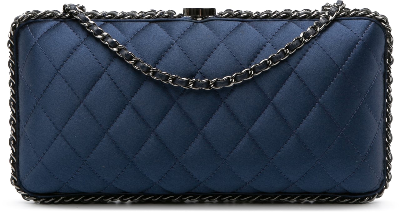 Chanel Quilted Satin Chain Around Clutch Blauw