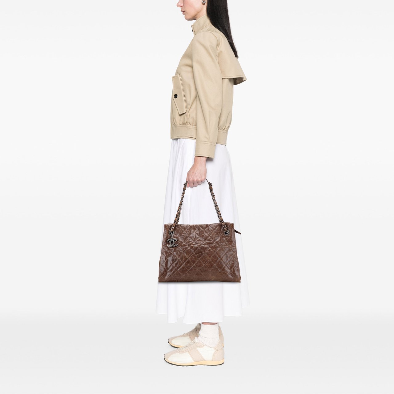 Chanel Quilted Glazed Caviar CC Crave Tote Bruin