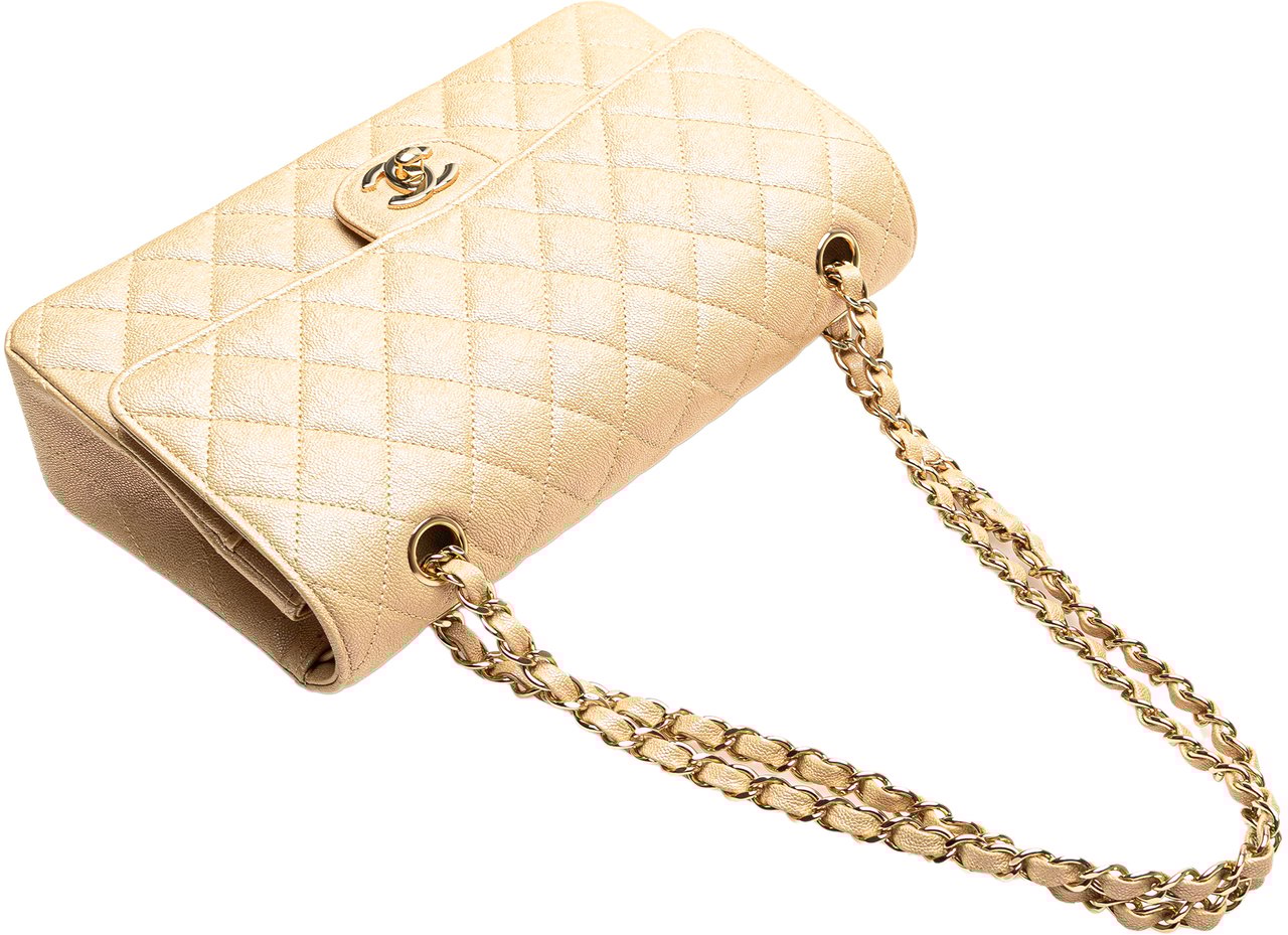 Chanel Medium Classic Iridescent Caviar Double Flap Bruin