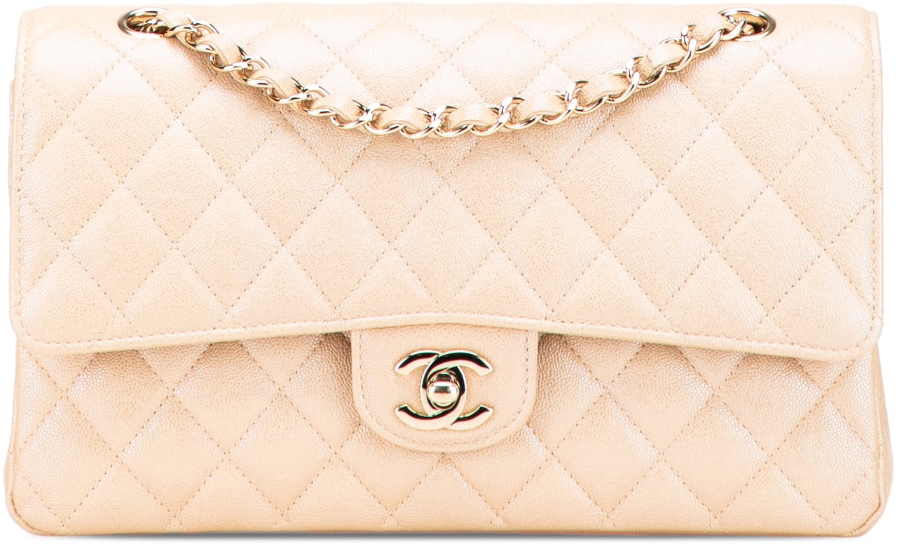 Chanel Medium Classic Iridescent Caviar Double Flap Bruin