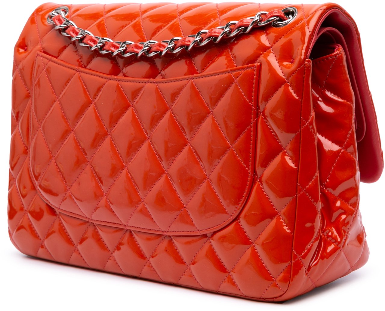 Chanel Jumbo Classic Patent Double Flap Oranje