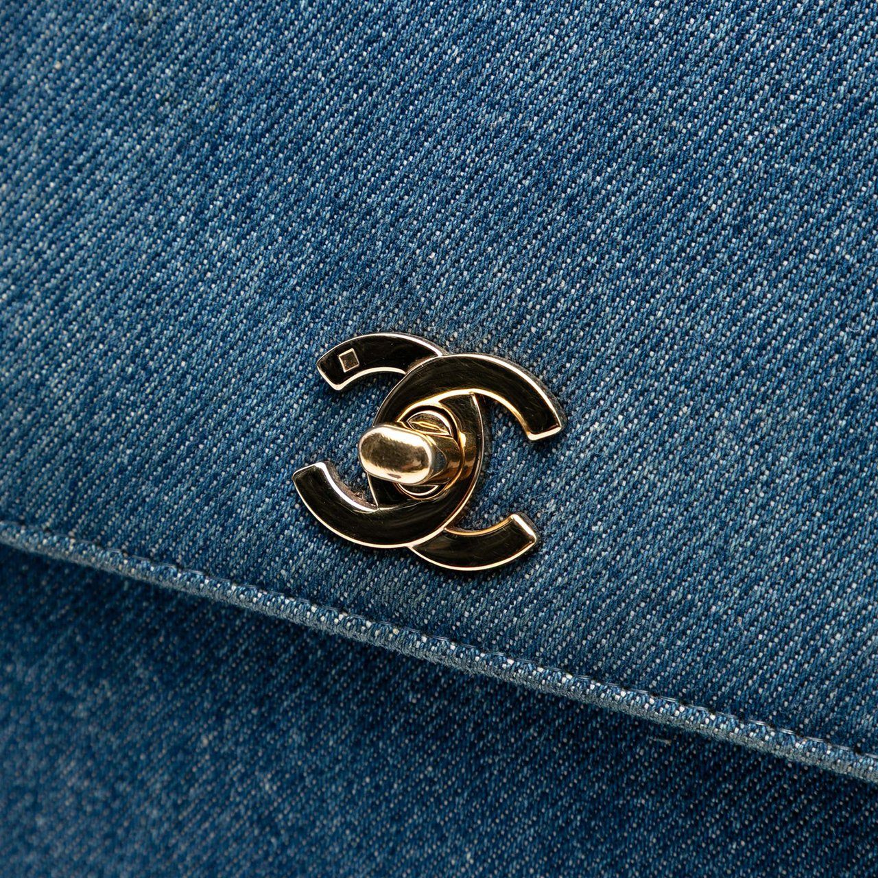 Chanel CC Denim Kelly Top Handle Bag Blauw