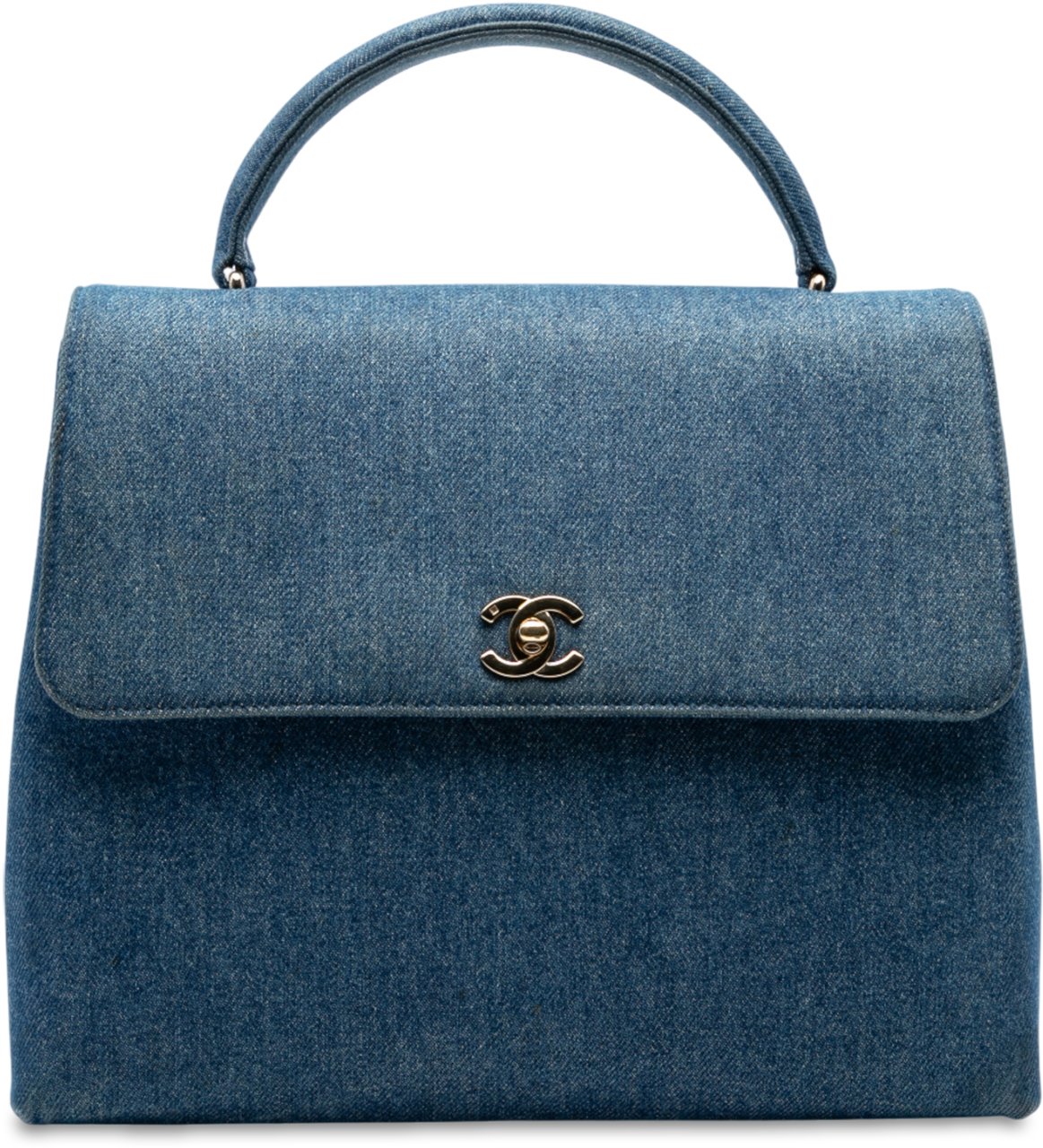 Chanel CC Denim Kelly Top Handle Bag Blauw