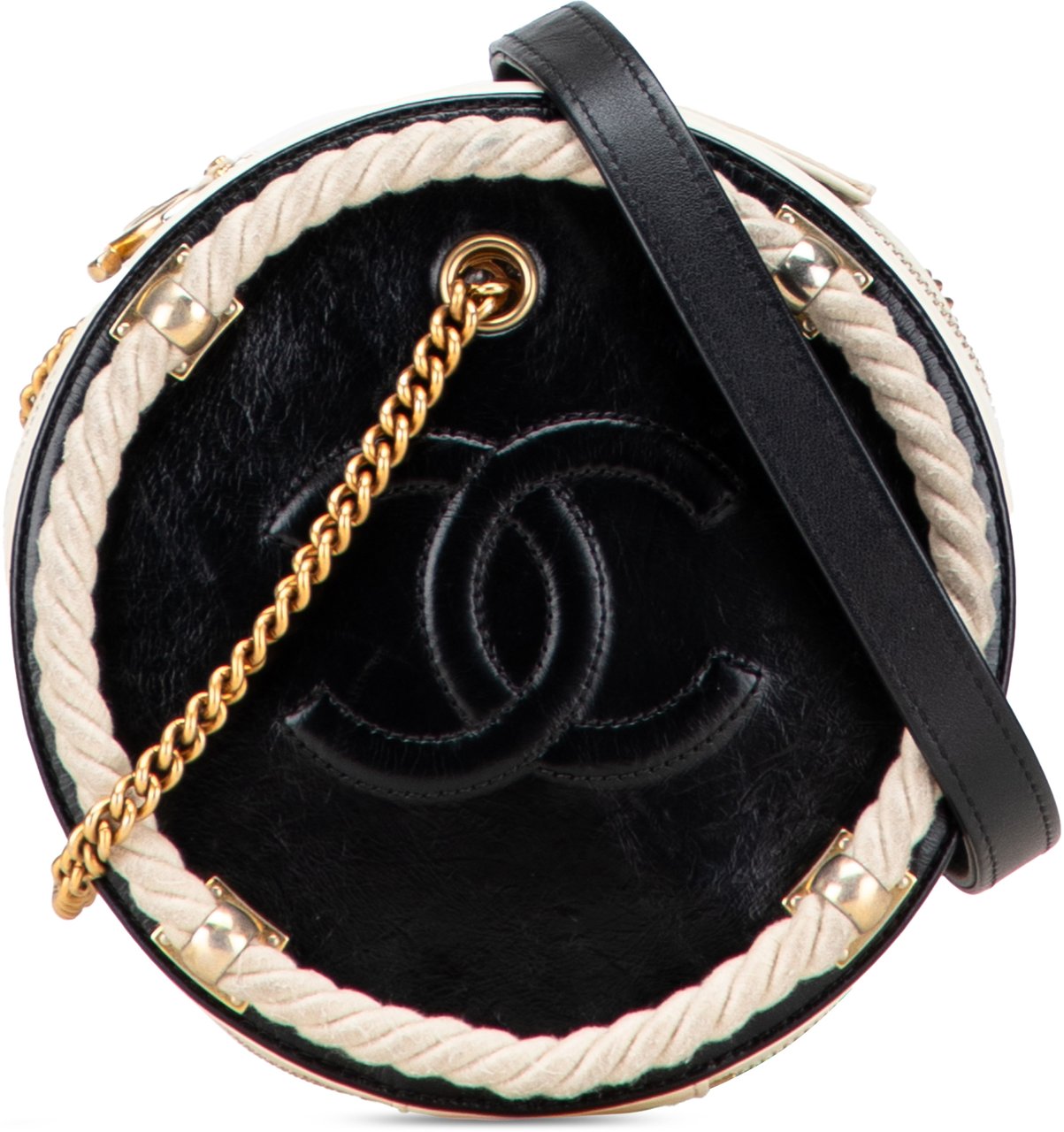 Chanel Crumpled Calfskin En Vogue Round Bag Zwart