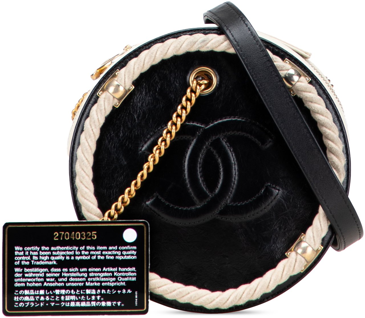 Chanel Crumpled Calfskin En Vogue Round Bag Zwart