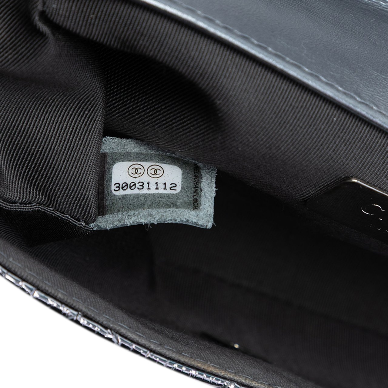 Chanel Mini Quilted Metallic Calfskin Ring Top Handle Flap Zilver