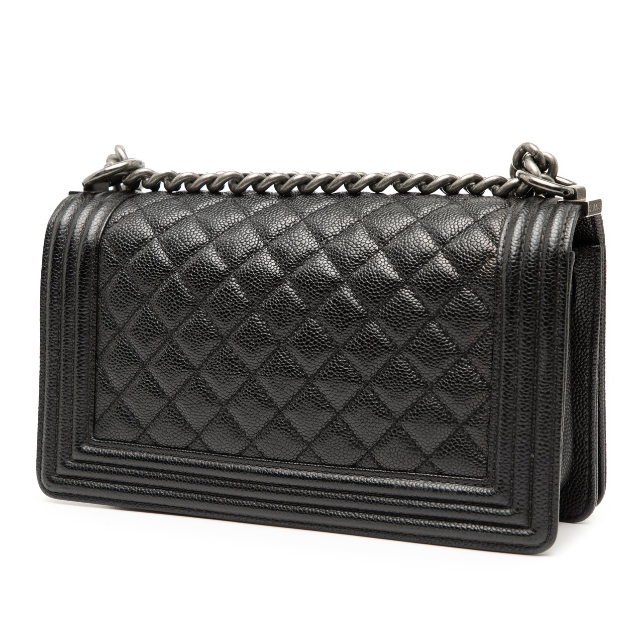 Chanel Old Medium Quilted Caviar Boy Flap Zwart