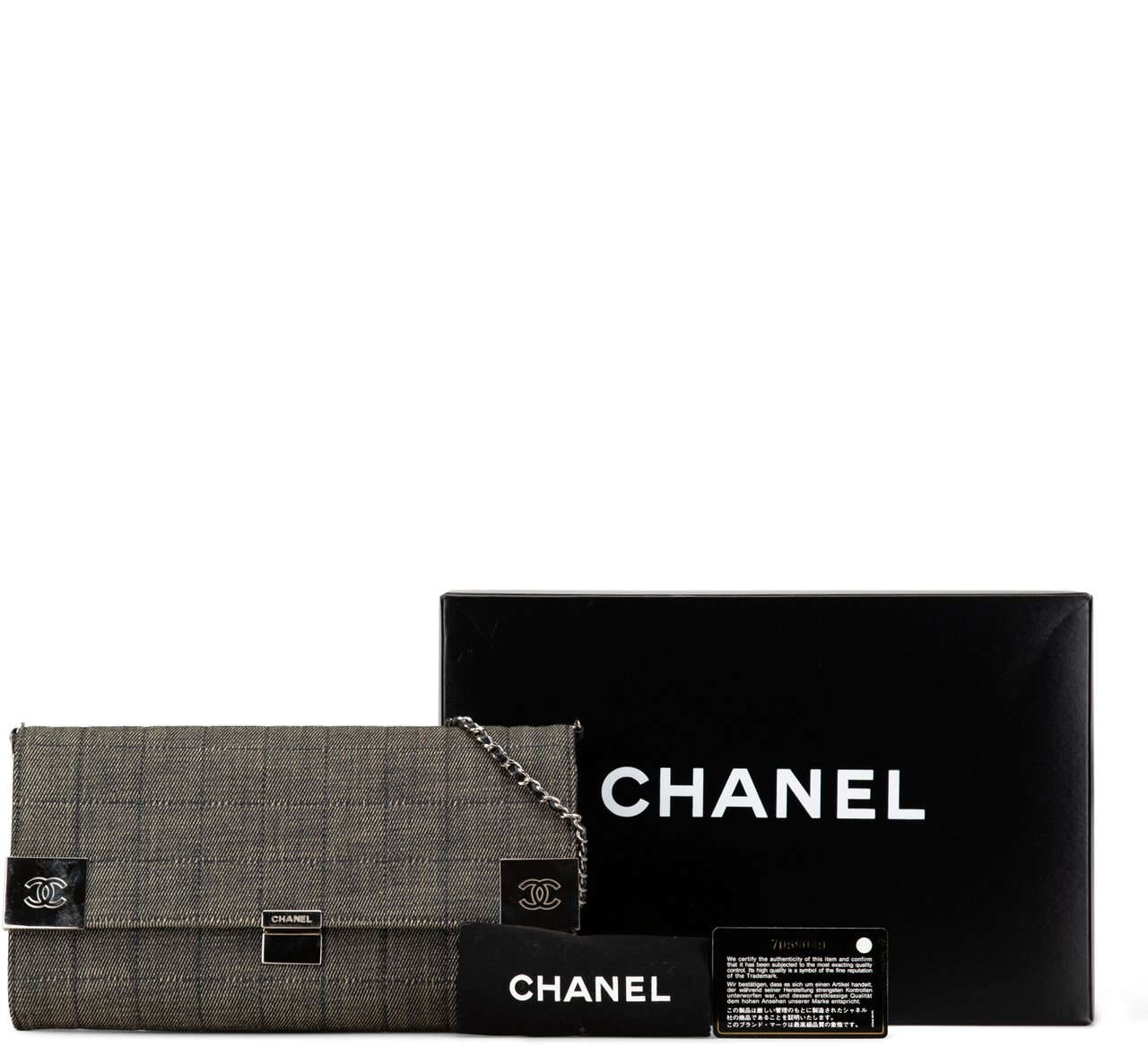 Chanel CC Choco Bar Denim Chain Flap Grijs