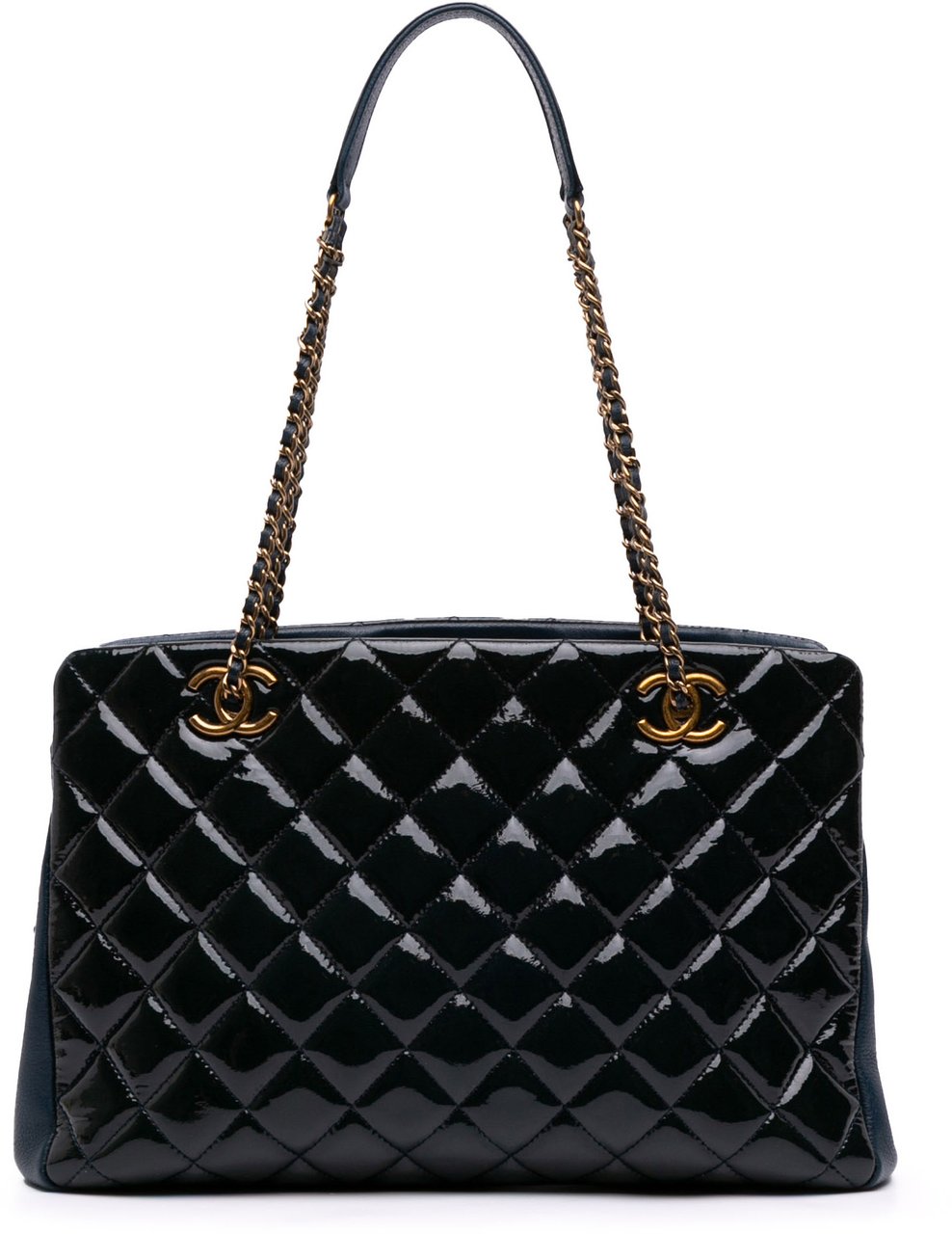 Chanel Paris Salzburg Patent and Goatskin CC Eyelet Tote Blauw