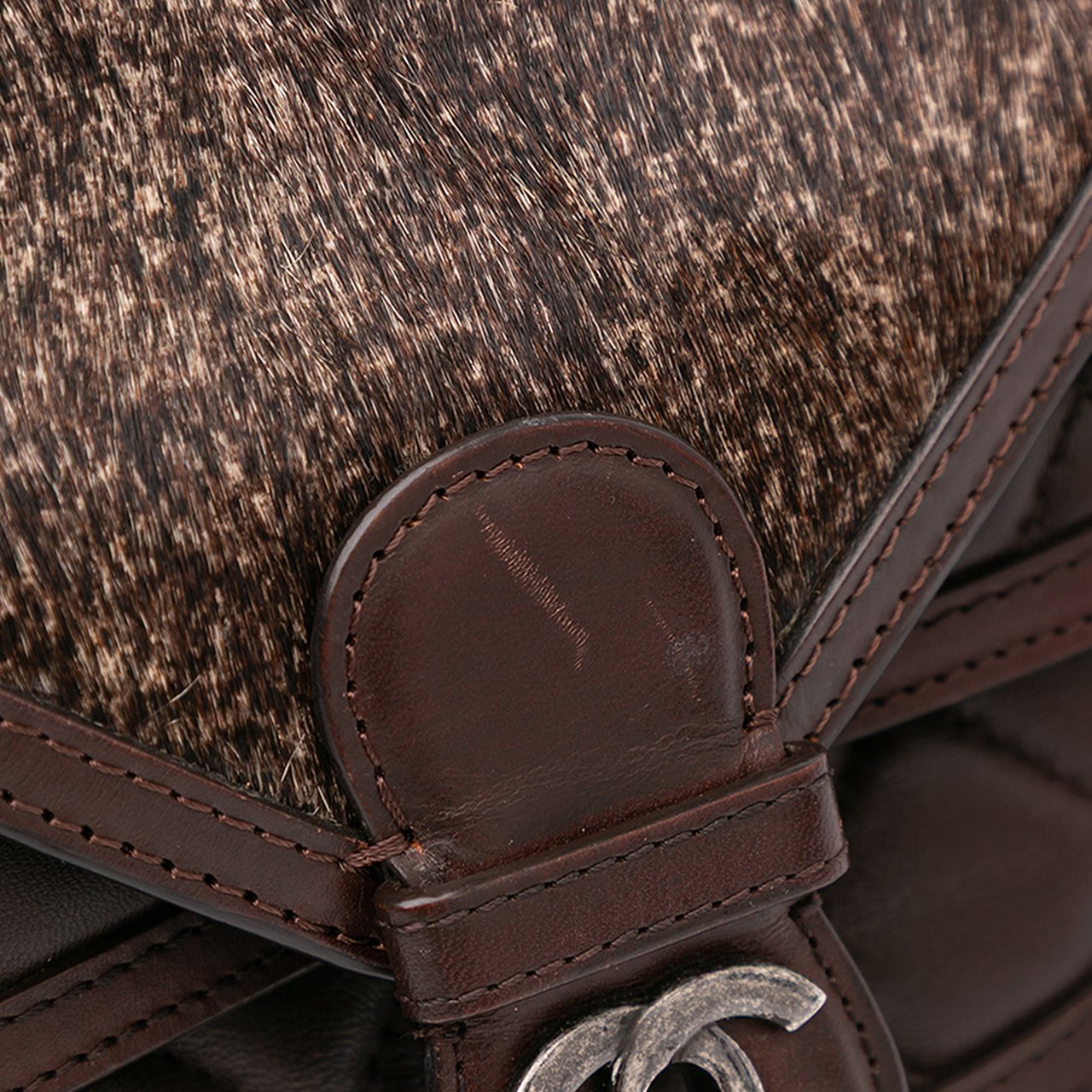 Chanel Paris-Salzburg Quilted Lambskin and Pony Hair Saddle Crossbody Bruin