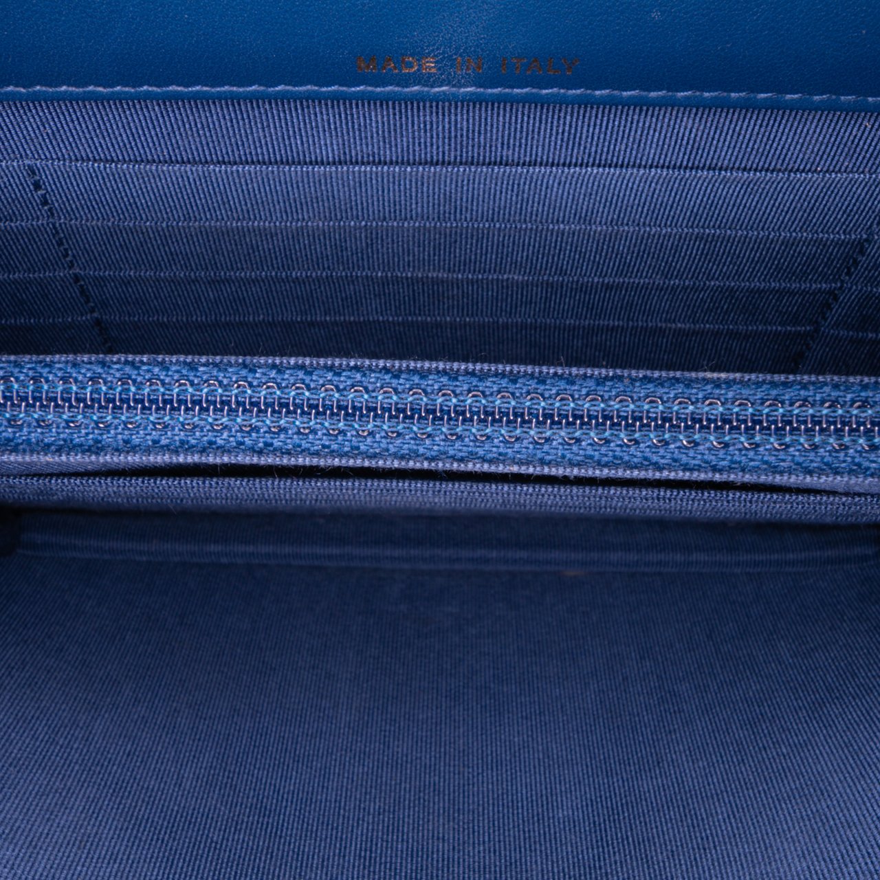 Chanel Quilted Lambskin Square Wallet on Chain Blauw