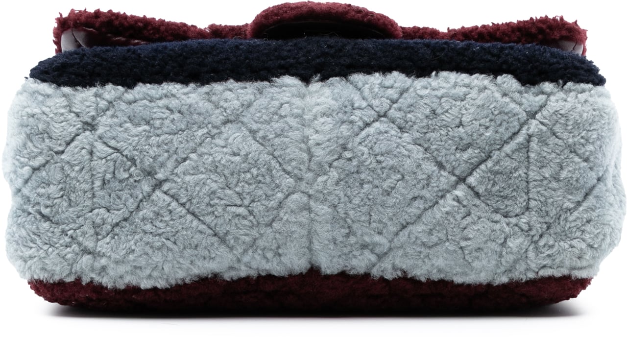 Chanel Medium Tricolor CC Quilted Shearling Single Flap Rood