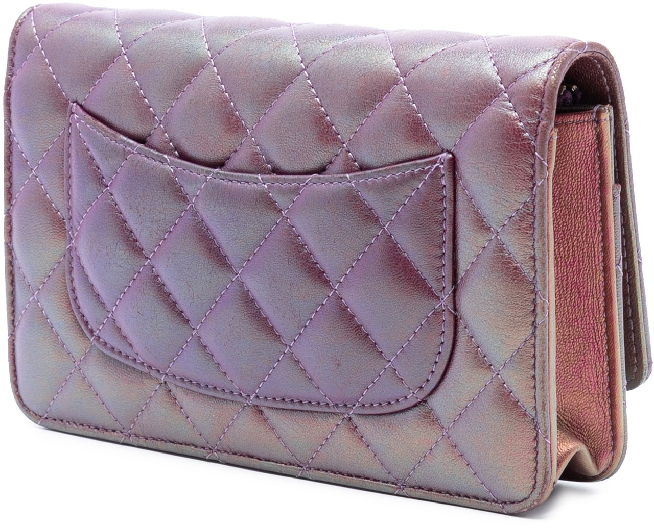 Chanel CC Quilted Iridescent Lambskin Wallet on Chain Paars