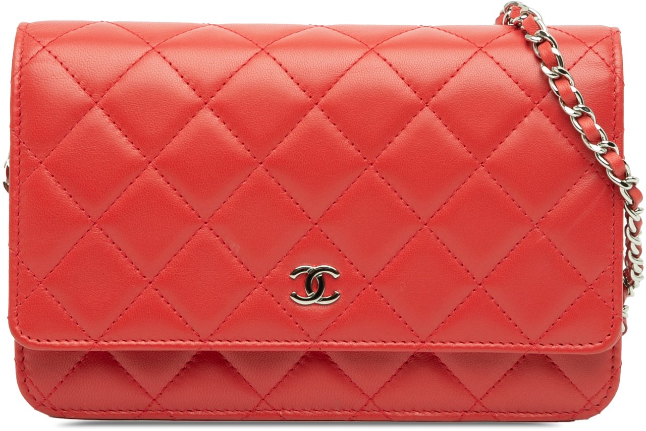 Chanel CC Quilted Lambskin Wallet on Chain Rood