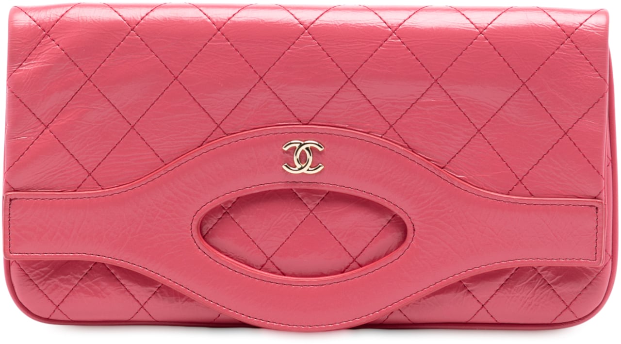 Chanel Crumpled Calfskin 31 Clutch Roze