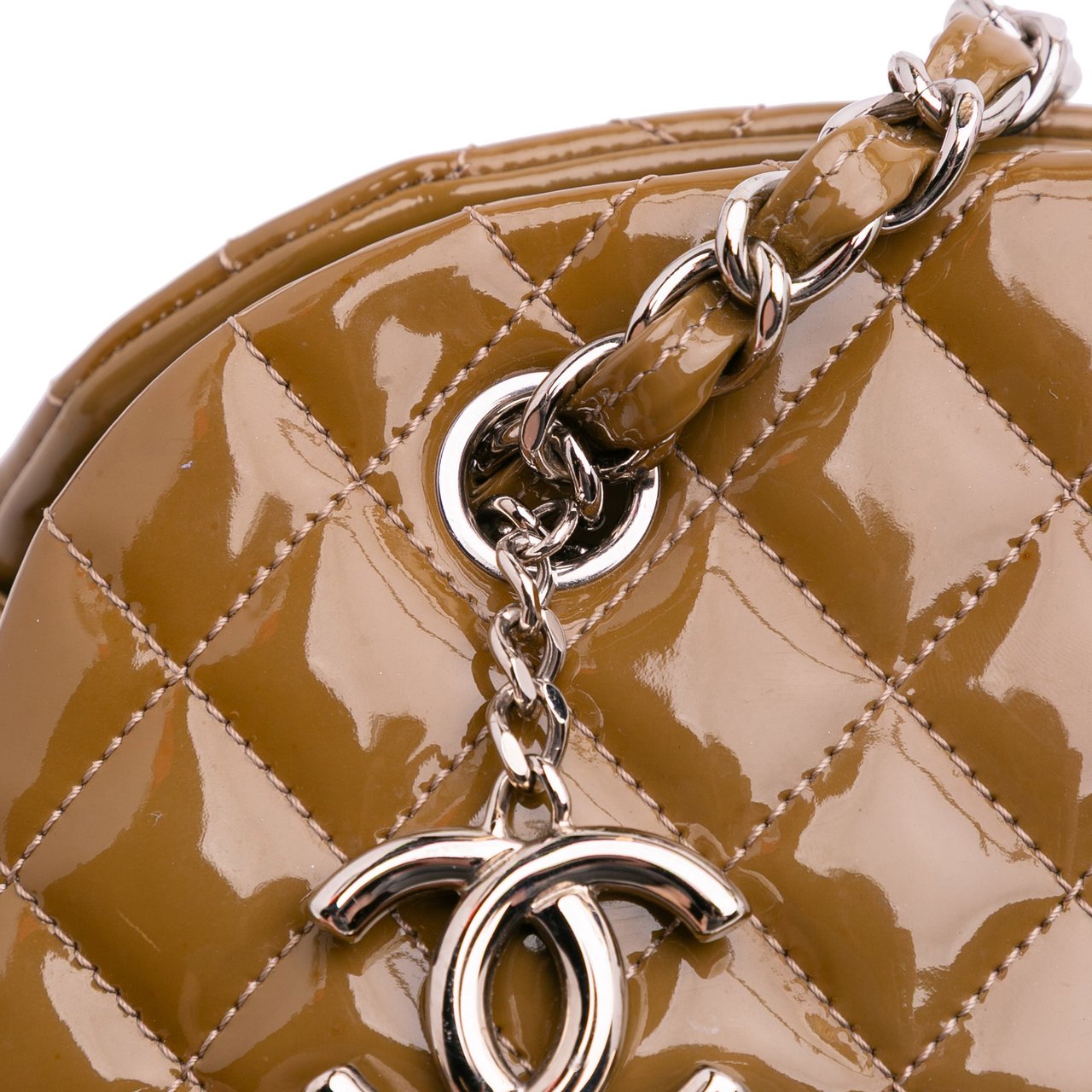 Chanel Medium Patent Just Mademoiselle Shoulder Bag Bruin