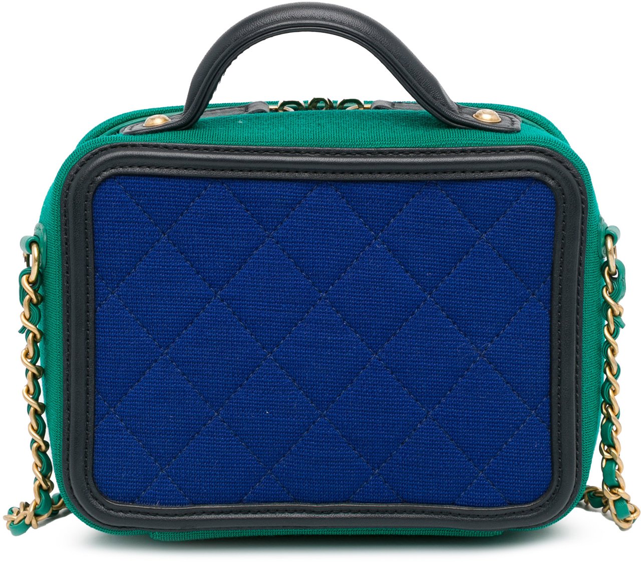 Chanel Small Jersey CC Filigree Vanity Case Blauw