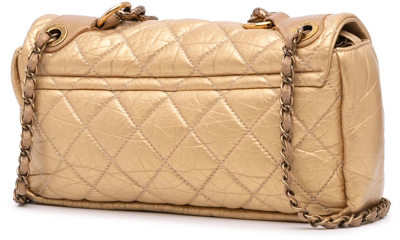 Chanel Medium Quilted Aged Calfskin Pondichery Flap Goud