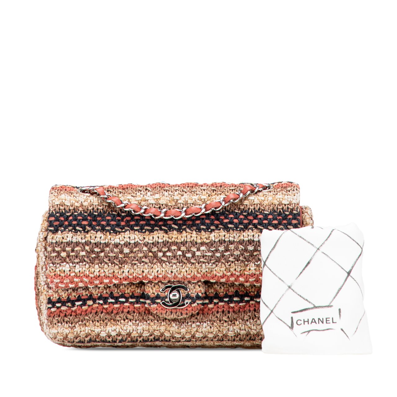 Chanel Medium Classic Tweed Double Flap Bruin