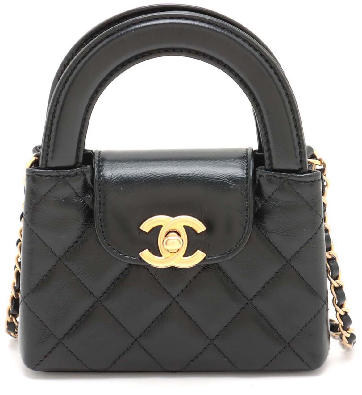Chanel Mini Nano Aged Calfskin Kelly Shopper Bag Zwart