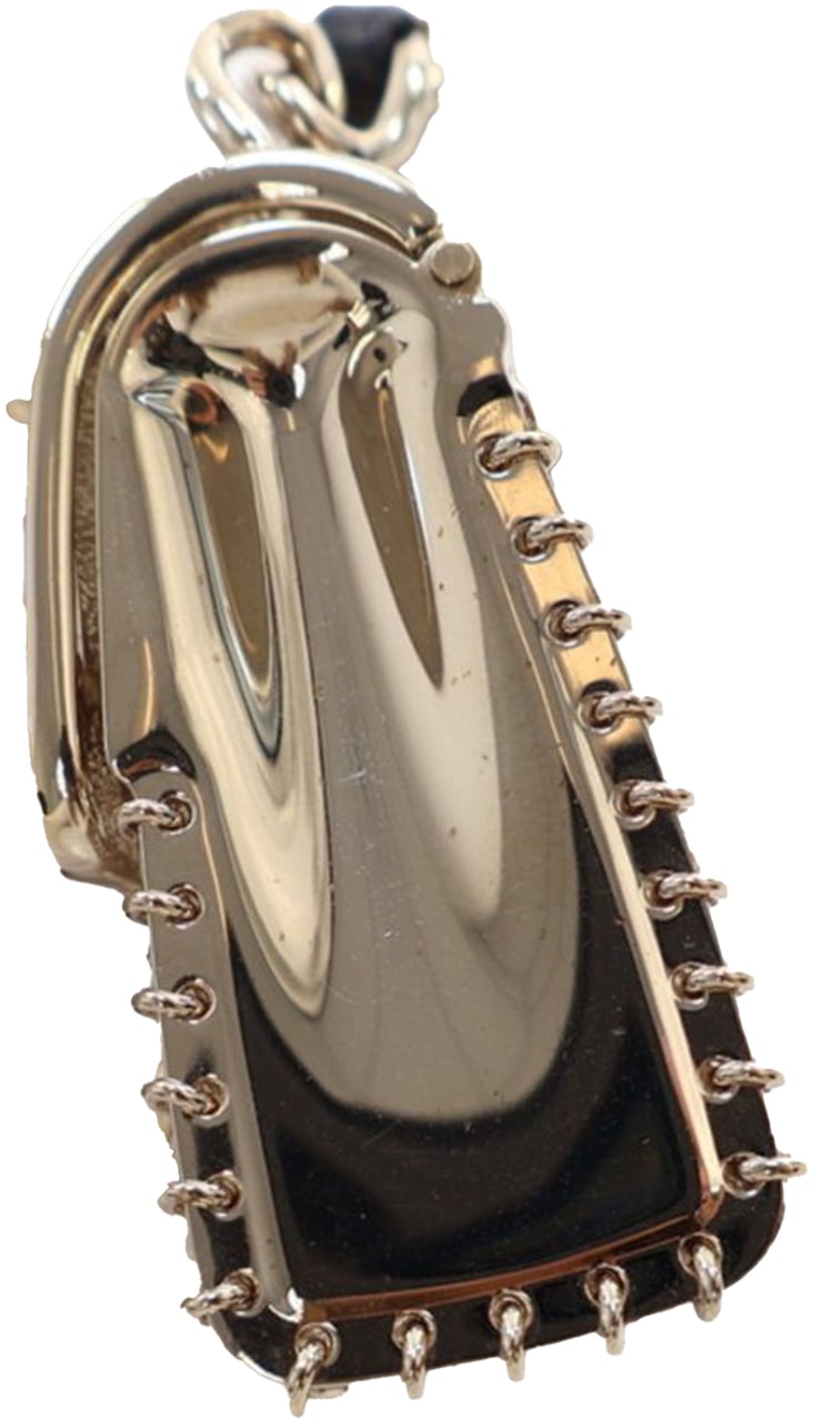 Chanel Leather and Gold Plated Classic Flap Bag Pendant Necklace Goud