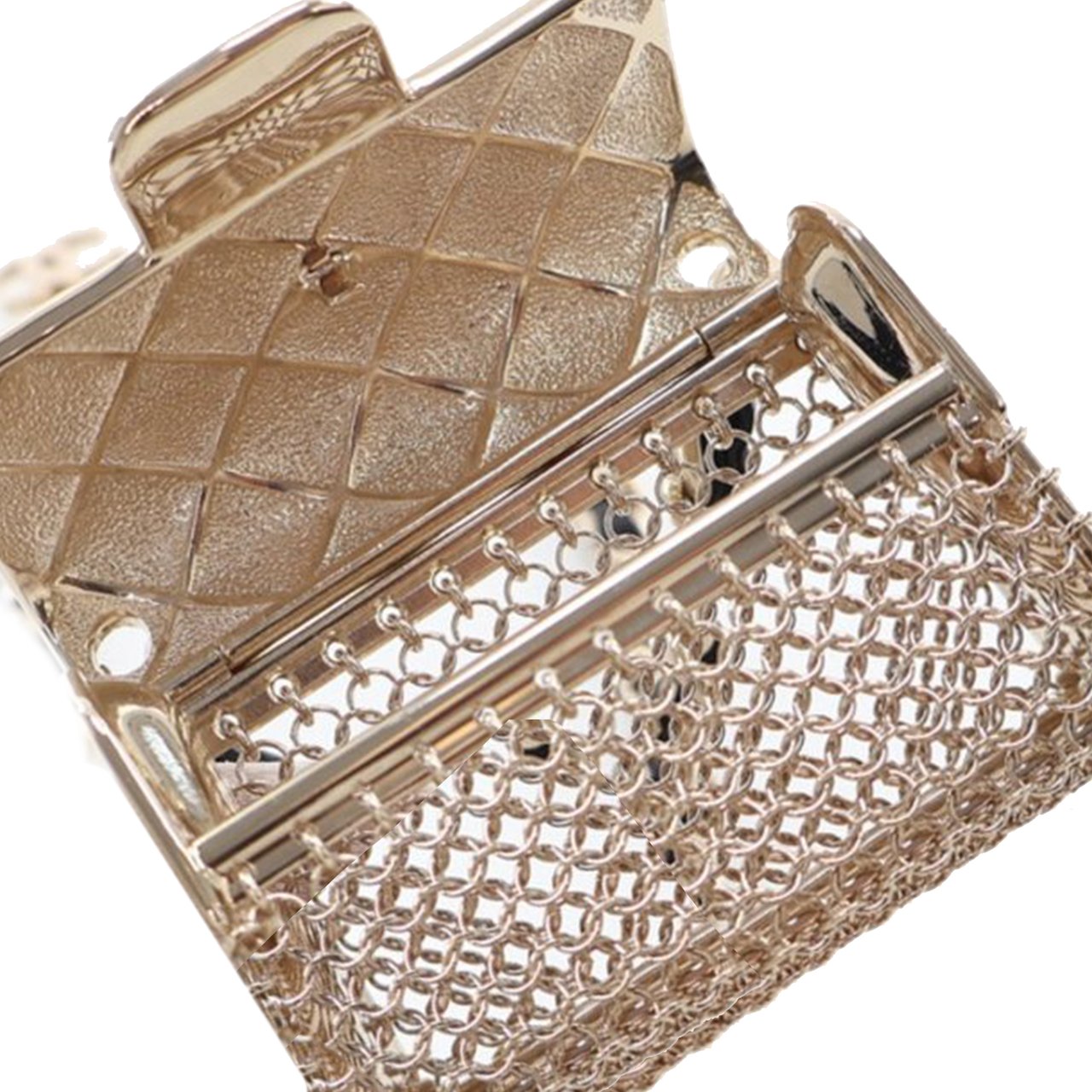 Chanel Leather and Gold Plated Classic Flap Bag Pendant Necklace Goud