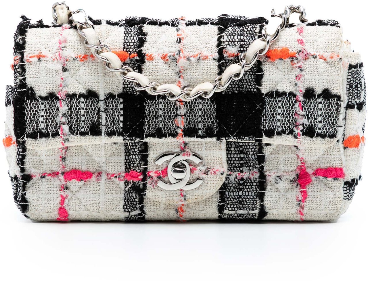 Chanel Mini Rectangular Classic Tweed Check Single Flap Wit