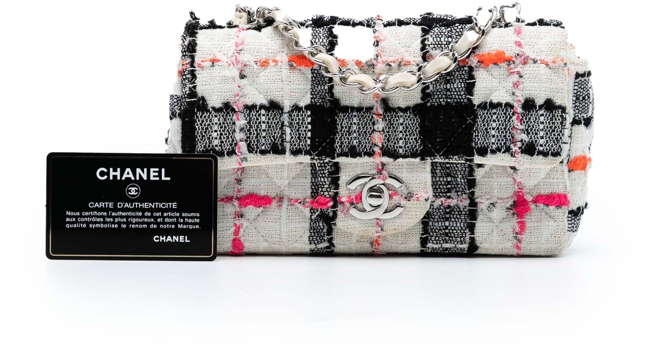 Chanel Mini Rectangular Classic Tweed Check Single Flap Wit