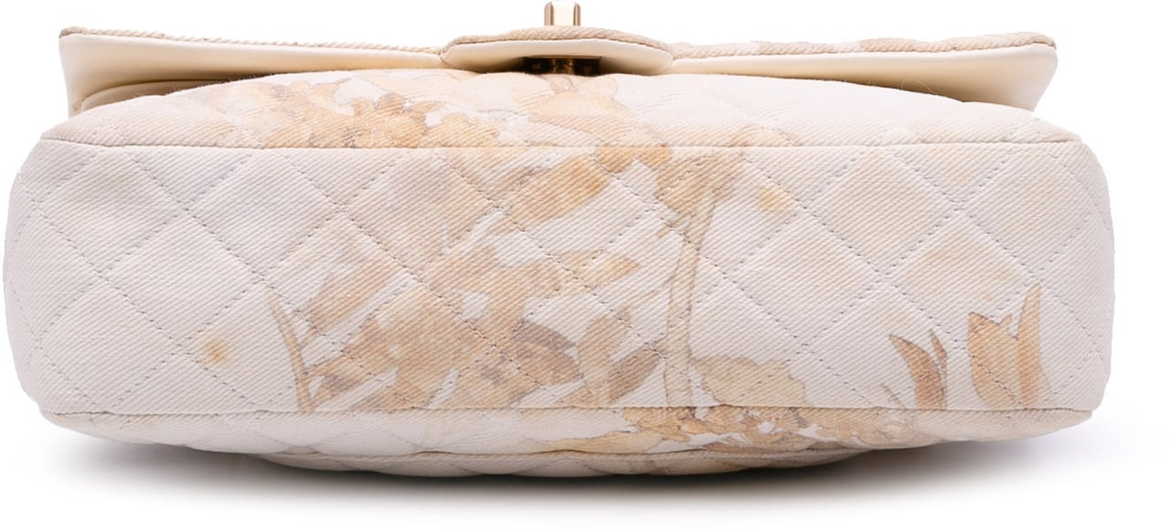 Chanel Medium Classic Printed Denim Floral Double Flap Bruin