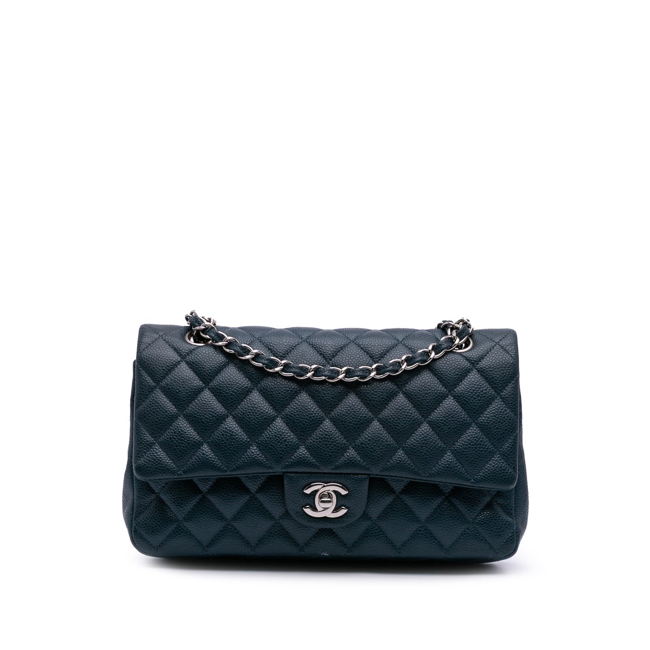 Chanel Medium Classic Caviar Double Flap Blauw