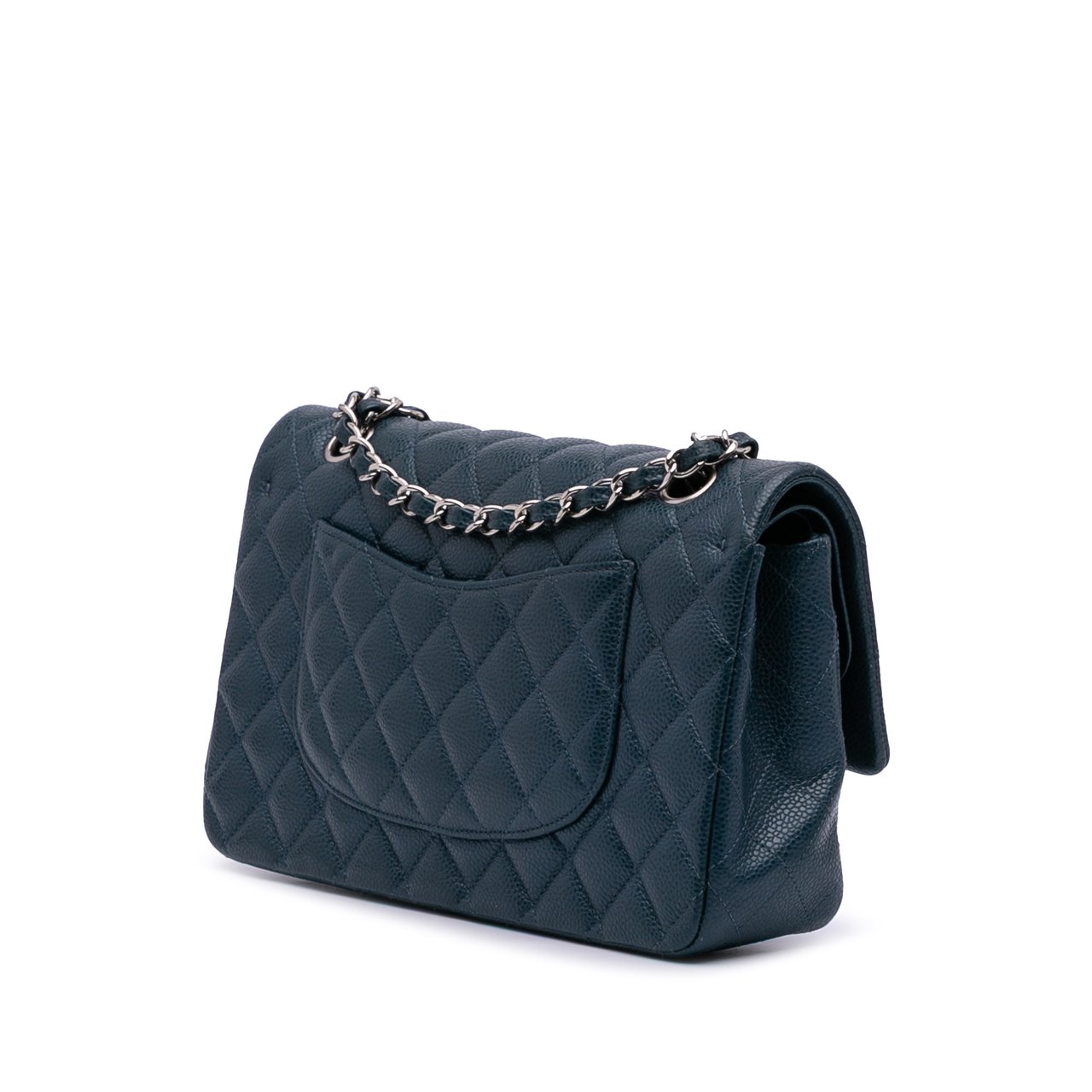 Chanel Medium Classic Caviar Double Flap Blauw