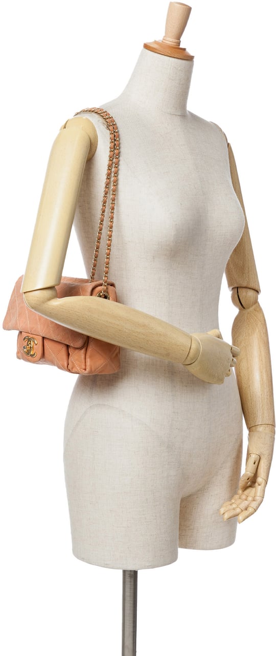 Chanel Small Aged Calfskin Chic Quilt Flap Oranje